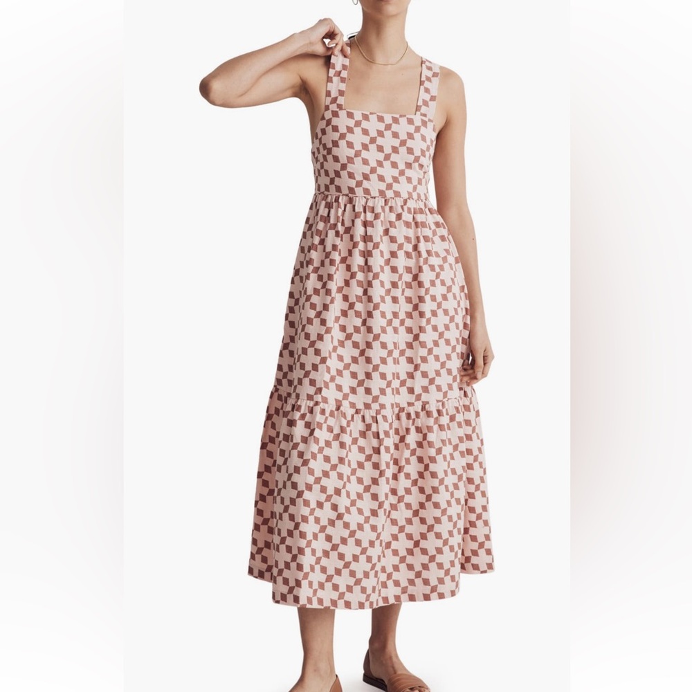 NWOT Madewell cicely geo checkerboard tiered maxi midi checkered medium large